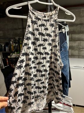 Wallflower Beige Halter Skirt with Black Palm Print
